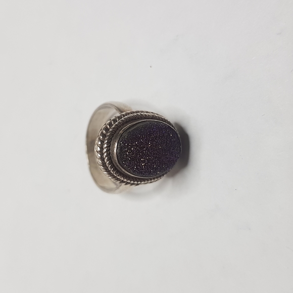 Peacock drusy quartz set in .925 sterling silver ring - Picture 1 of 2